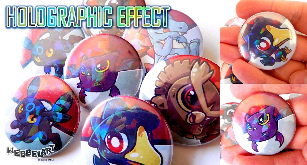 Holographic effect on buttons and magnets