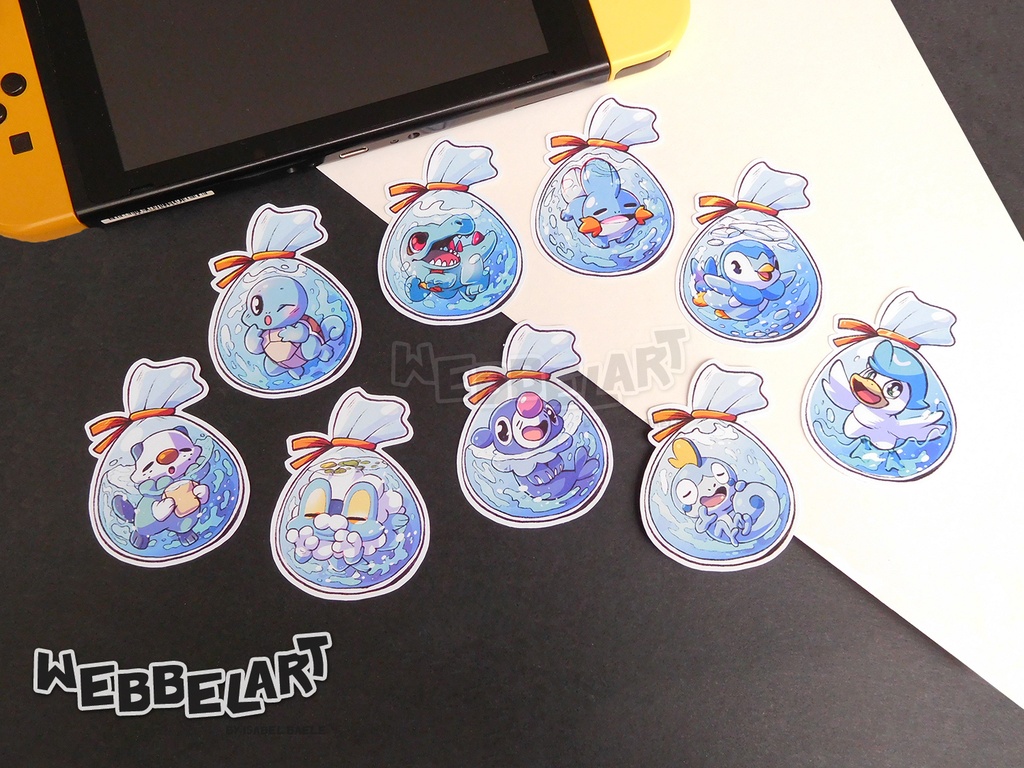 Water starter pokemon sticker set