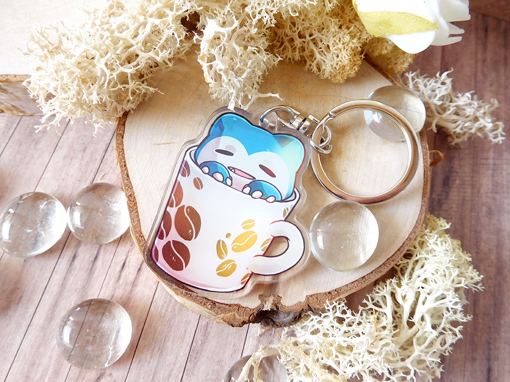 Snorlax coffee break - Acrylic keychain