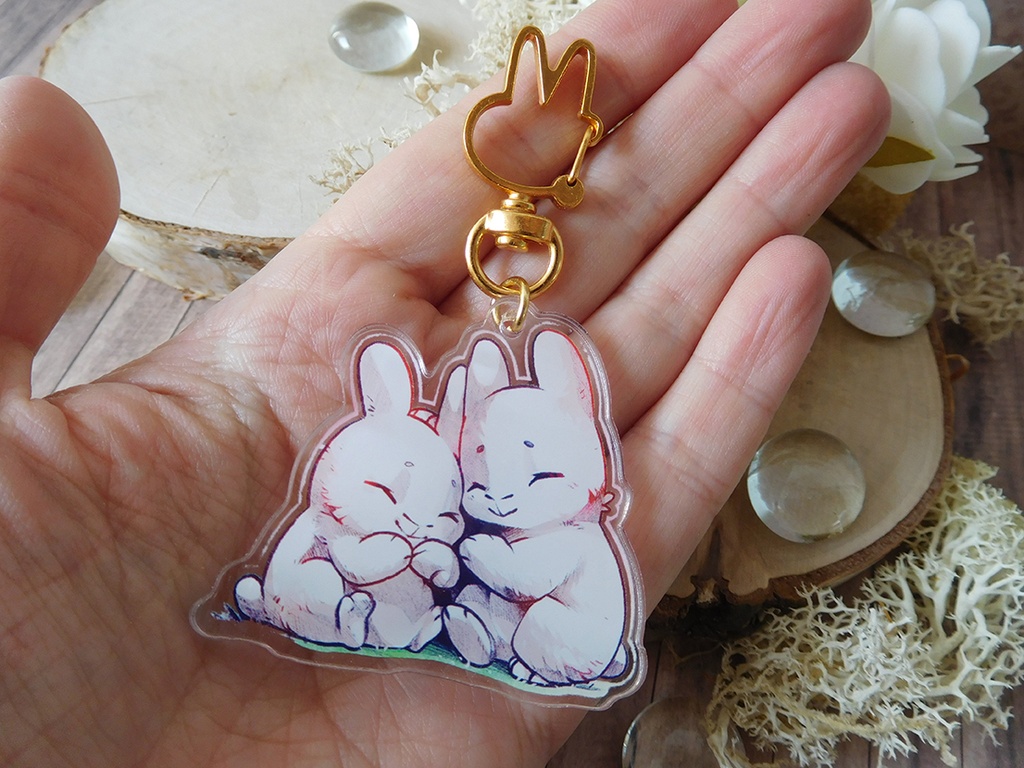 Romantic Bunnies - Acrylic keychain