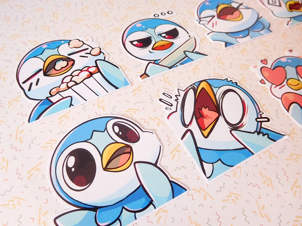 Piplup Emotes - Sticker set - 8 pieces