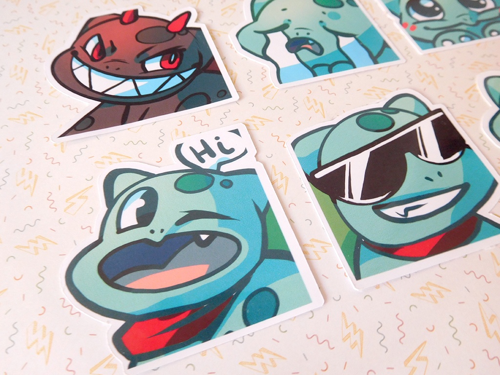 Bulbasaur Emotes - Sticker set - 8 pieces