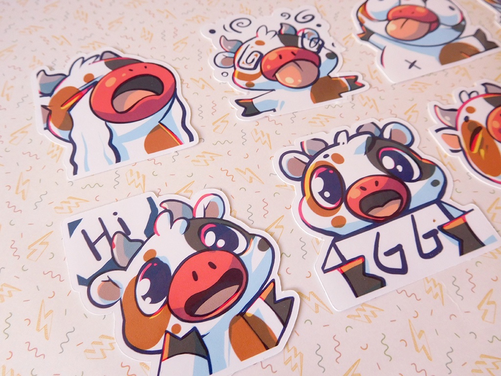 Cow Emotes - Sticker set - 8 pieces