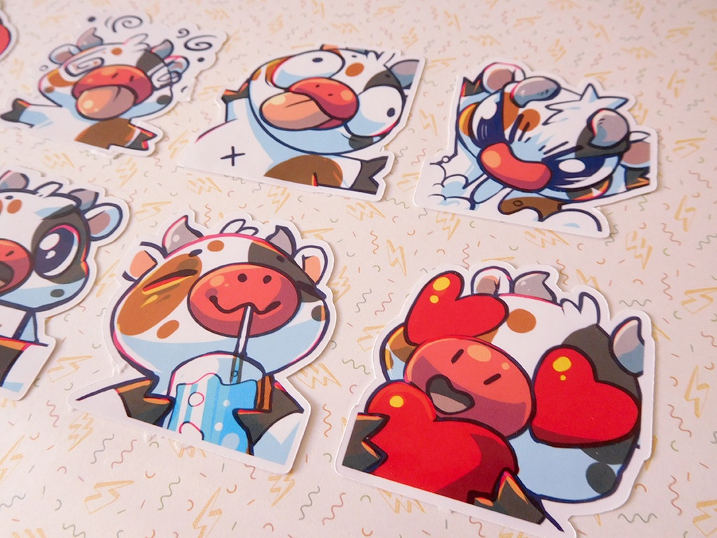 Cow Emotes - Sticker set - 8 pieces