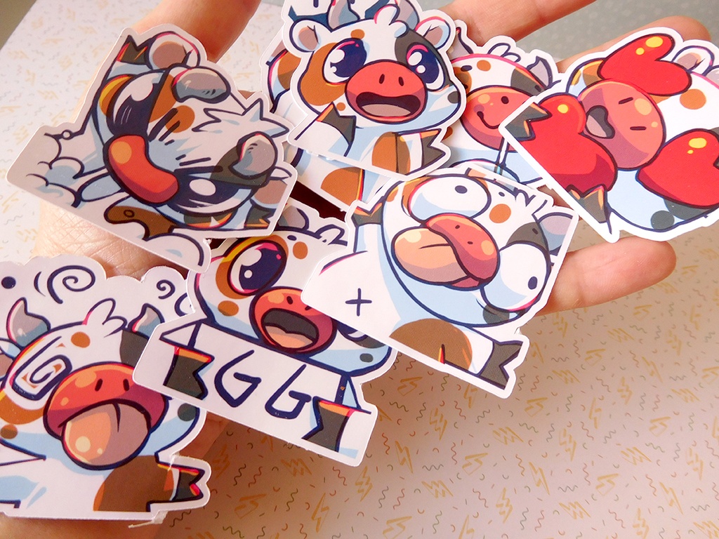 Cow Emotes - Sticker set - 8 pieces