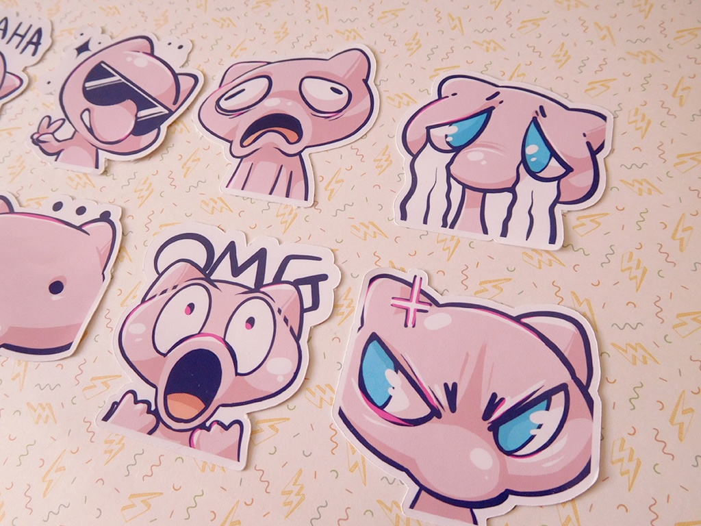 Mew Emotes - Sticker set - 8 pieces