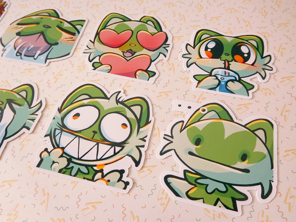 Sprigatito Emotes - Sticker set - 8 pieces