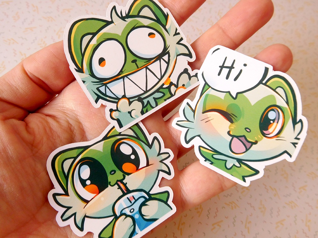 Sprigatito Emotes - Sticker set - 8 pieces