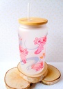 Pink Axolotl glass tumbler