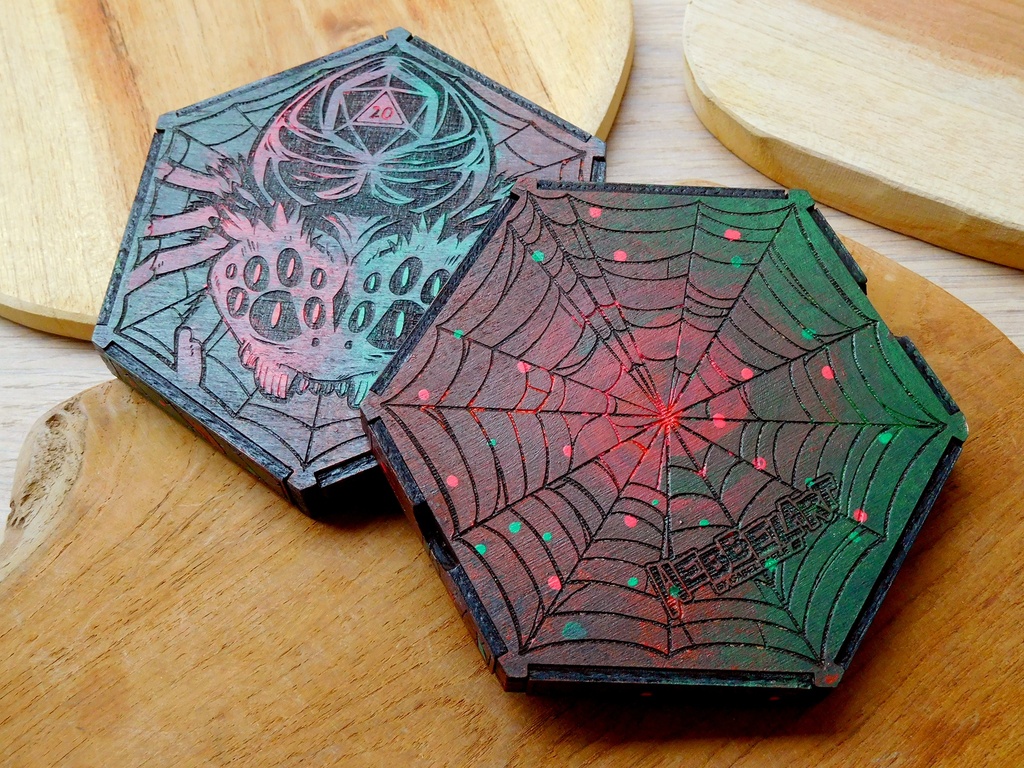 Dice Tray - Red/green Spider