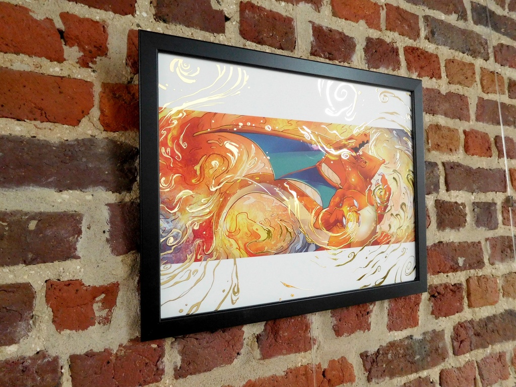 Pokemon Charizard- Gold Foil Print - Numbered and Limited edition