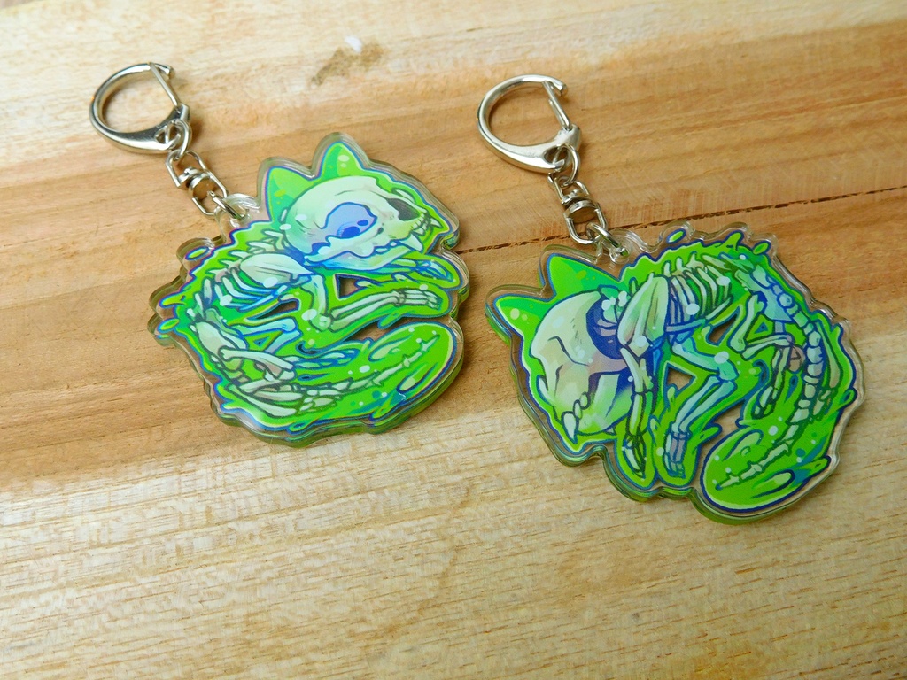 Radioactive Skully Kitty - Acrylic keychain