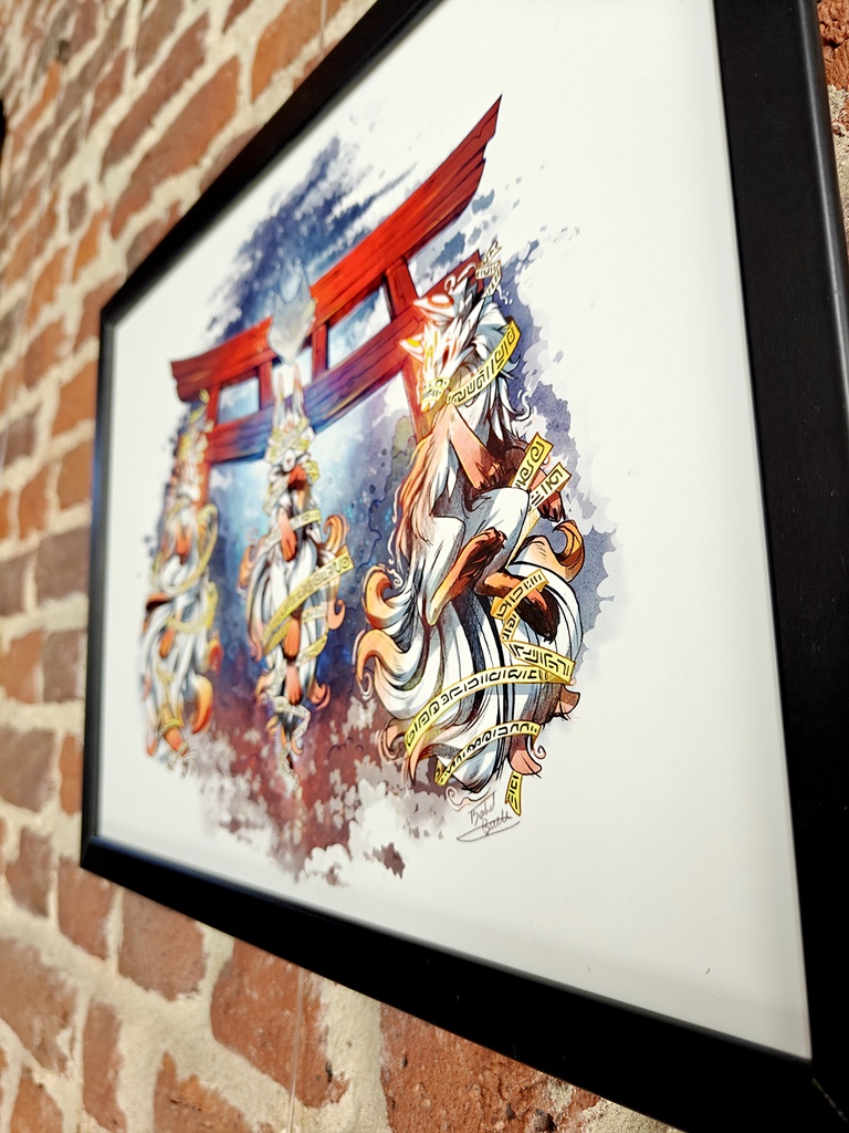 Kitsune Guardians - Gold Foil Print - Numbered and Limited edition