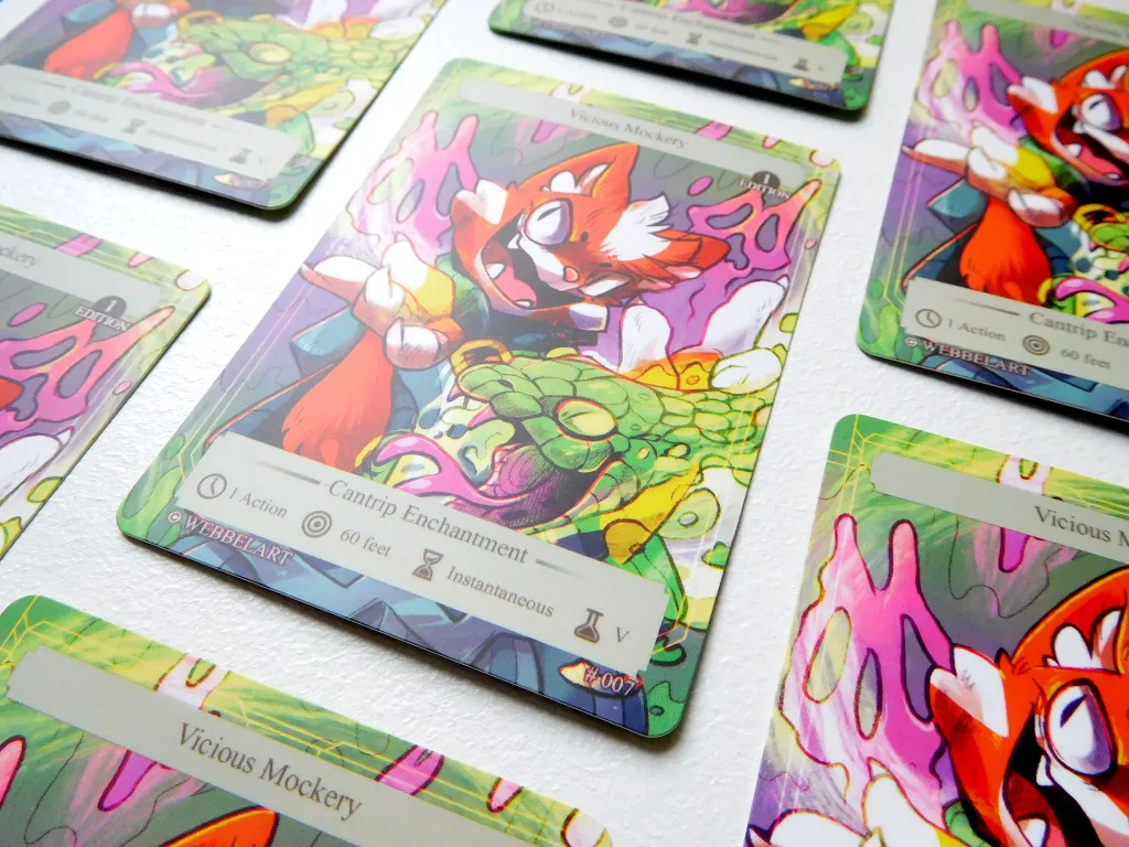 detail shot vicious mockery dnd card