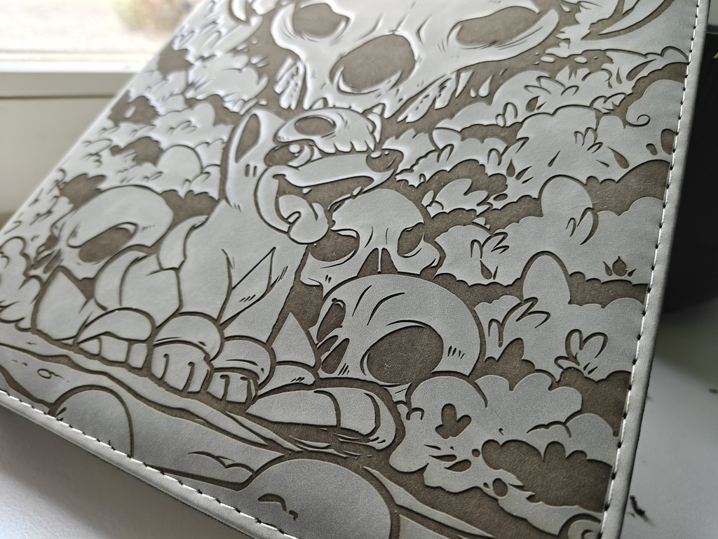 close up illustration on front binder