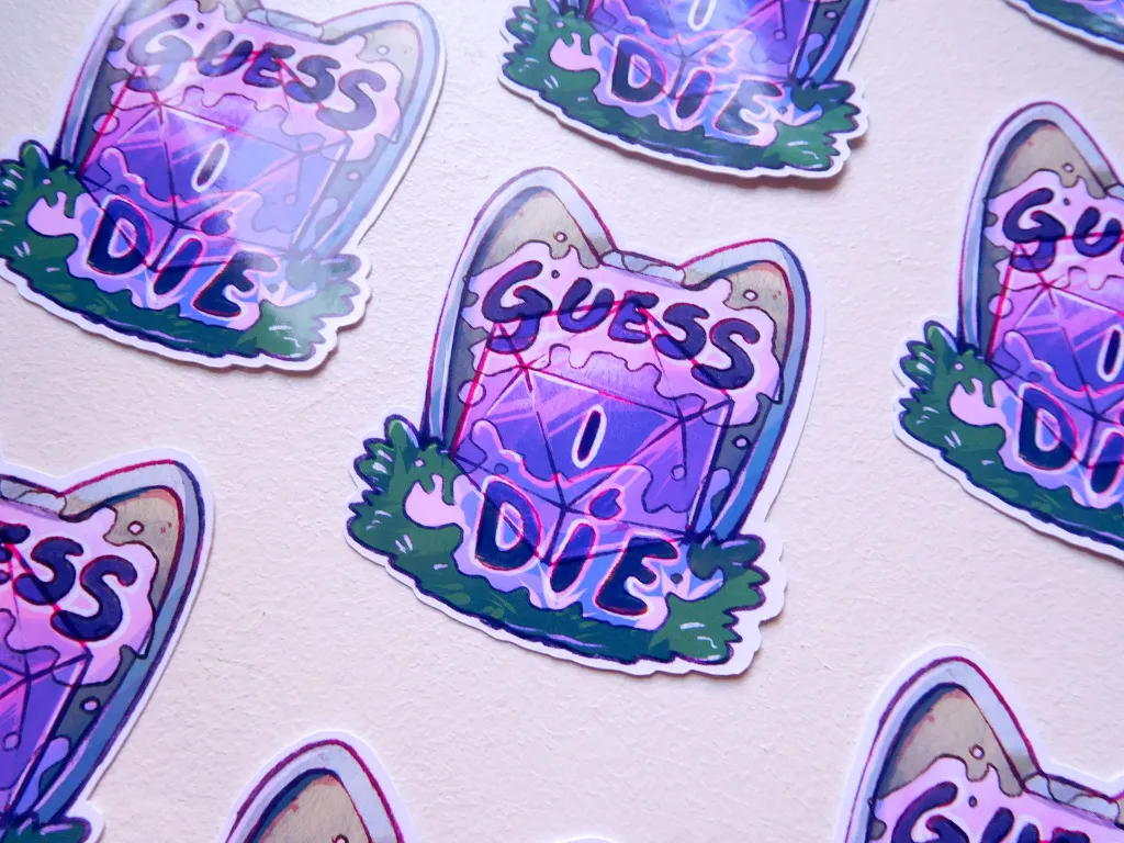 Guess I Die - dice sticker BULK