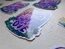 Guess I Die dice sticker detail shot