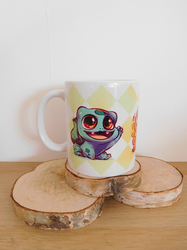 Mug Pokémon Bulbasaur, Charmander and Squirtle - kanto starters - Webbelart