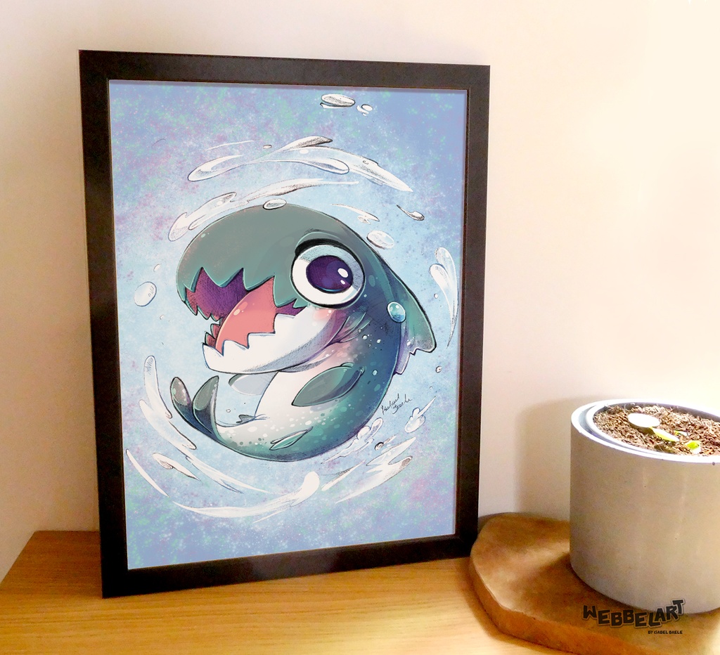 A3 Print Cute Chubby Shark