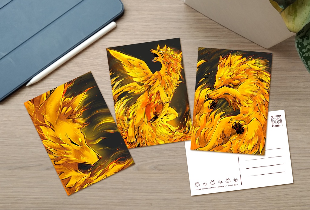 Postcard set - Golden wolves - Limited Edition