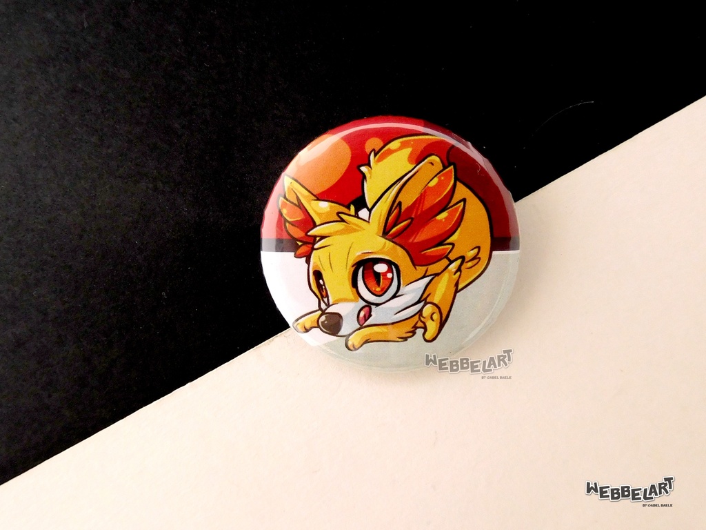 Button - Fennekin - 38mm Badge - #653 (Button)
