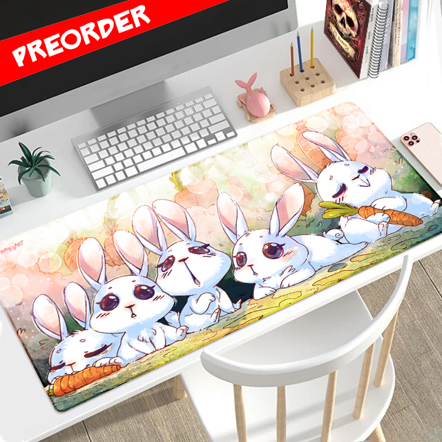 Desktop Gaming Mat - Cute Bunnies - PREORDER 