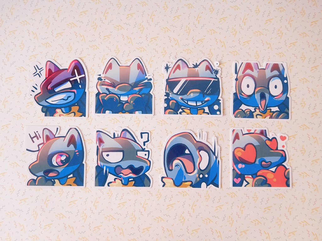 Lucario Emotes - Sticker set - 8 pieces