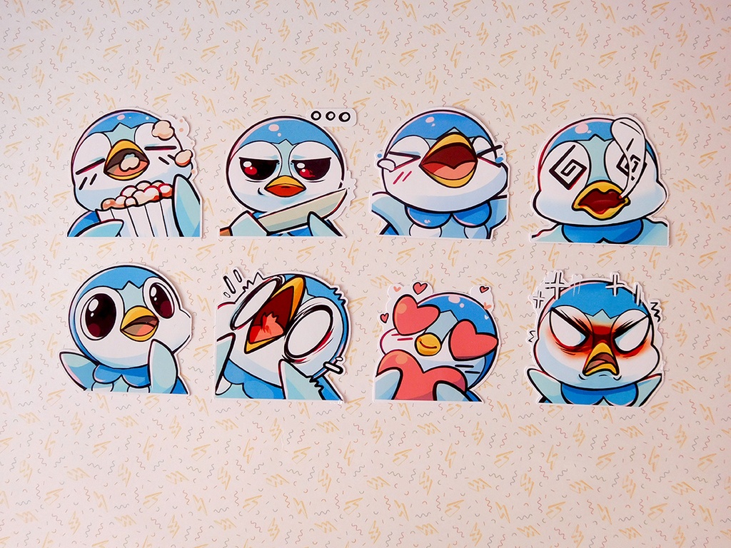 Piplup Emotes - Sticker set - 8 pieces