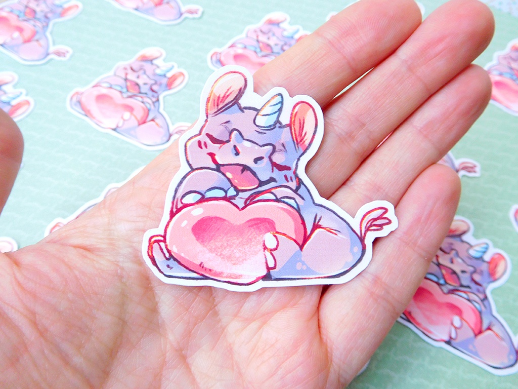 Valentine Hippo  - Sticker