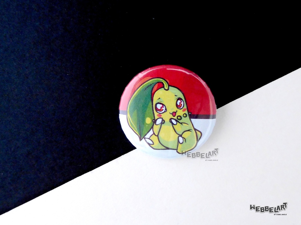 Button - Chikorita - 38mm Badge - #152 (Button)