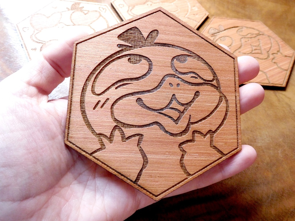 Wooden Coaster - Psyduck - Blush