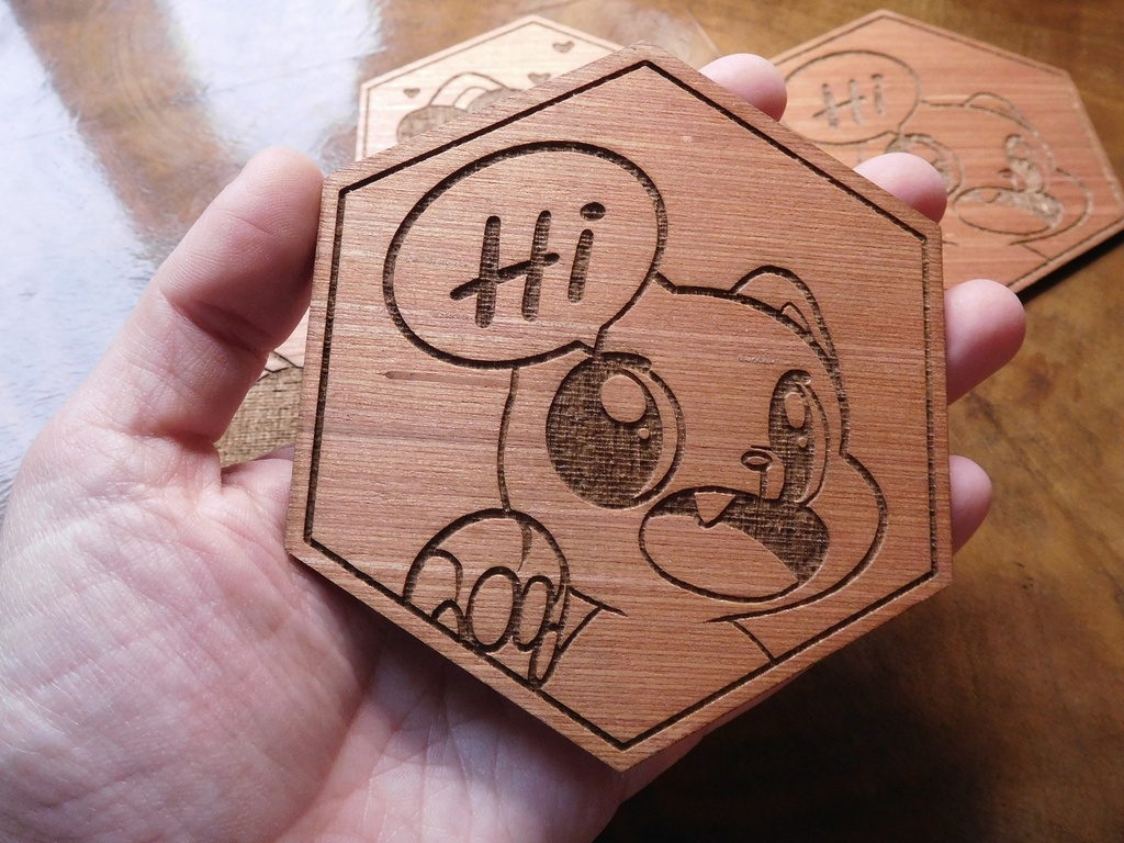 Wooden Coaster - Kitty HI