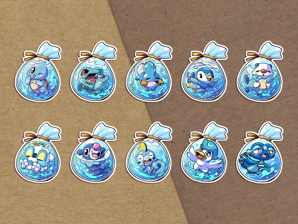 Water Starter pokemon - Sticker set