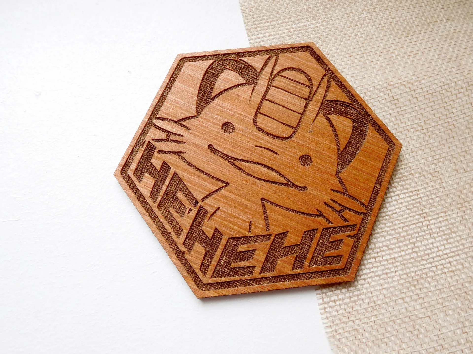 Wooden Coaster - HEHEHE Meowth