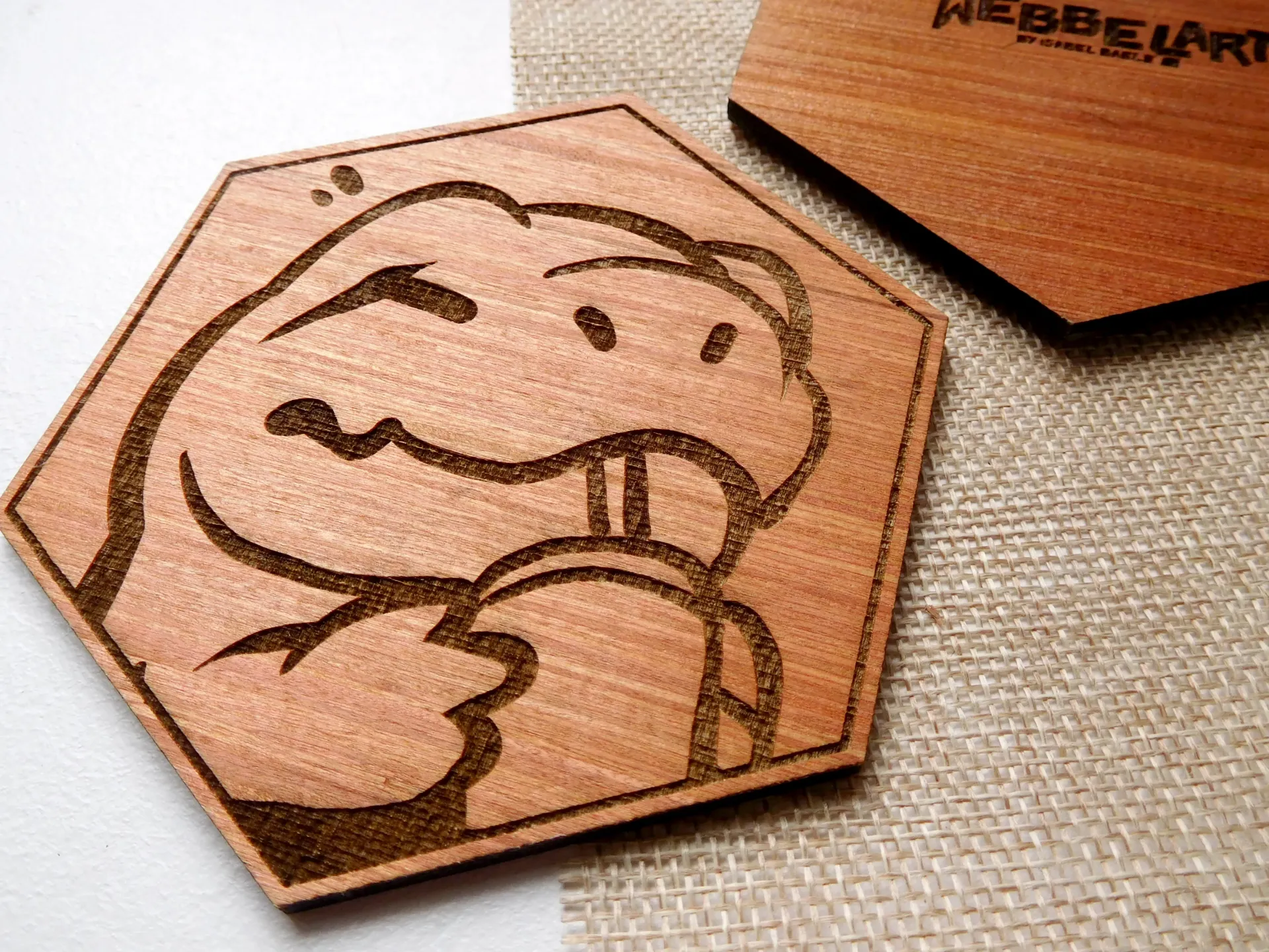 Wooden Coaster - Drinking T-rex