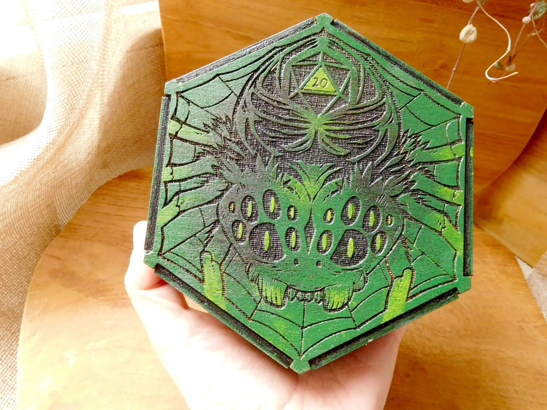 Dice Tray - Green Spider