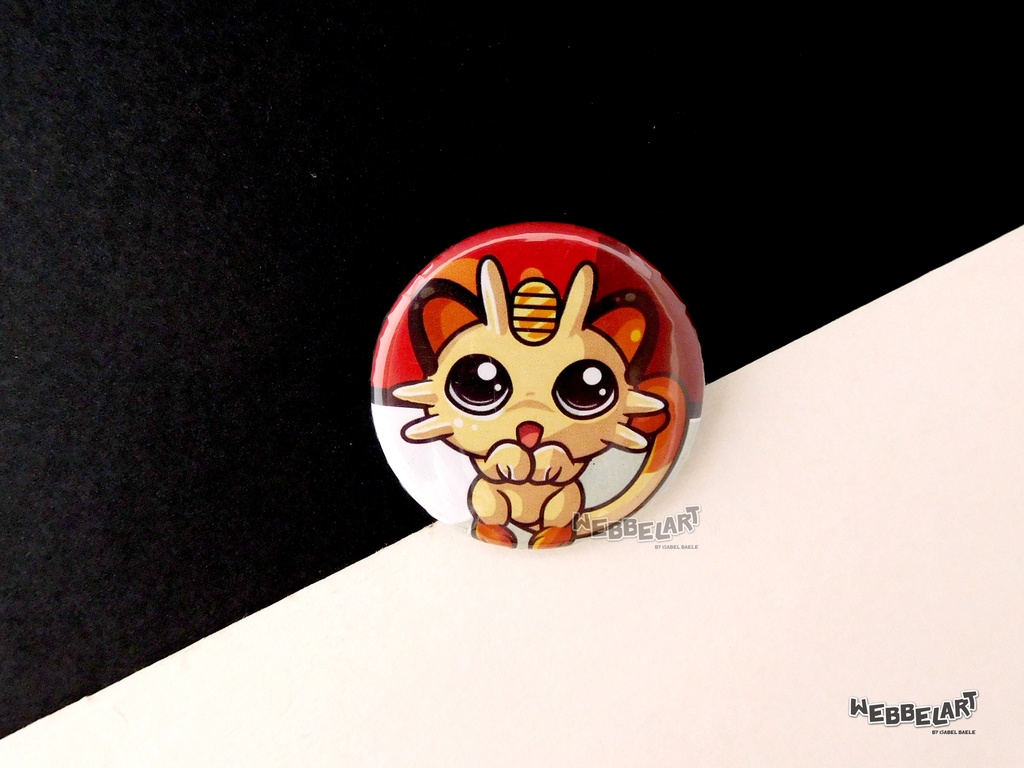 Button - Meowth - 38mm Badge - #052