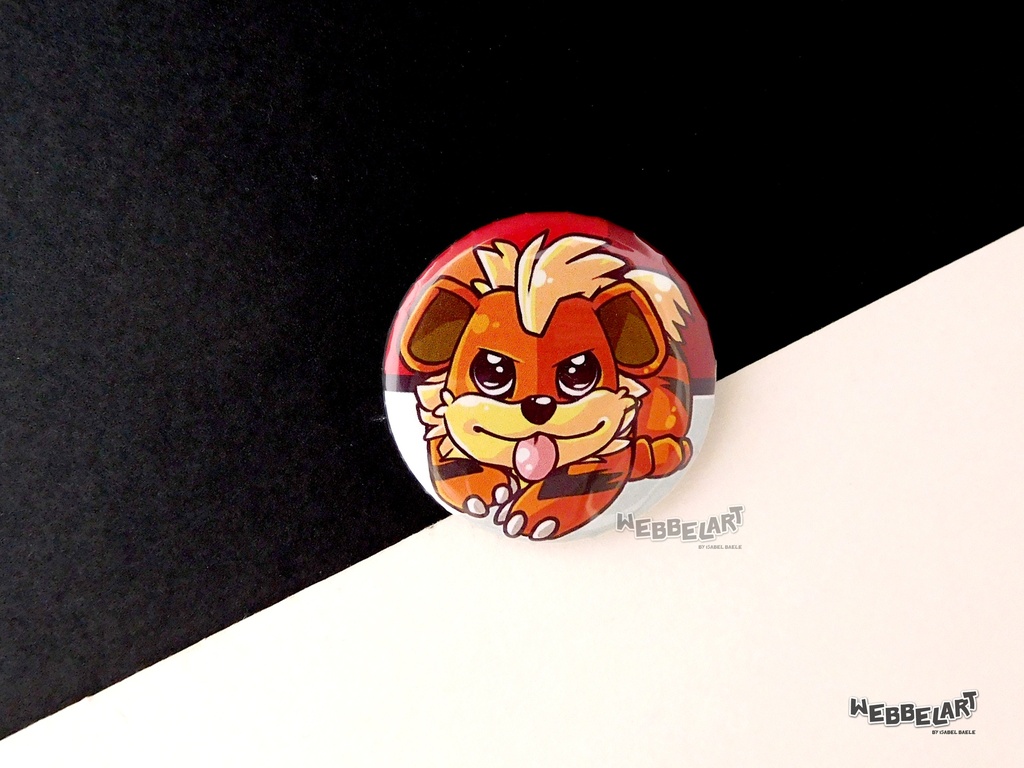 Button - Growlithe - 38mm Badge - #058