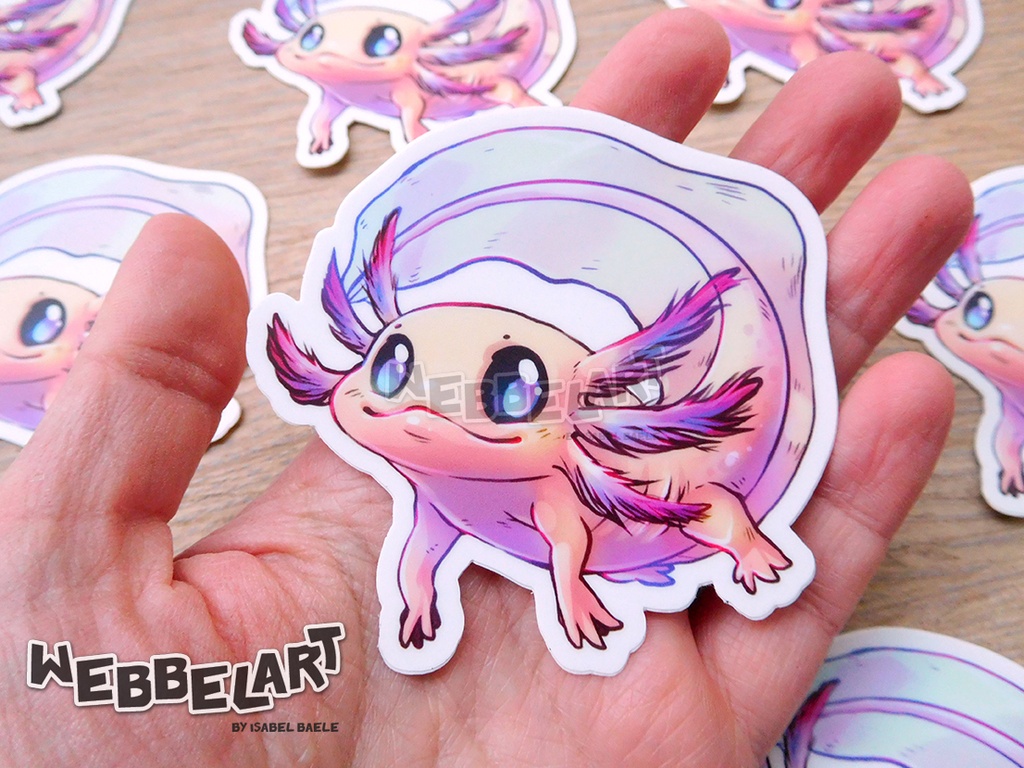 Pink Axolotl Vinyl Sticker