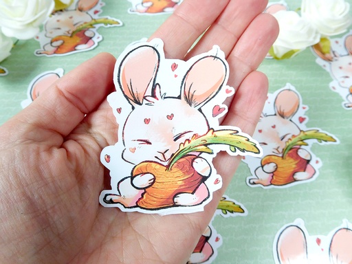 Heart Shaped Carrot Bunny - Sticker