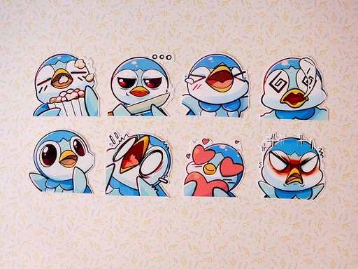 Piplup Emotes - Sticker set - 8 pieces