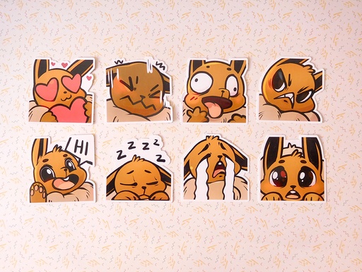 Eevee Emotes - Sticker set - 8 pieces
