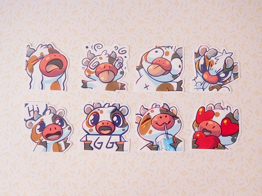 Cow Emotes - Sticker set - 8 pieces