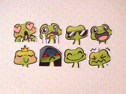 Cute Frog Emotes - Sticker set - 8 pieces