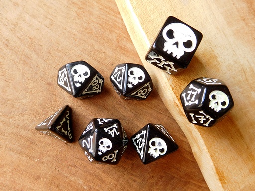 Dice Set - Skully Bones - GLOW IN THE DARK