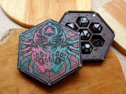 Dice Tray - Red/green Spider