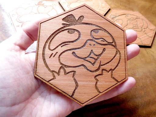 Wooden Coaster - Psyduck - Blush