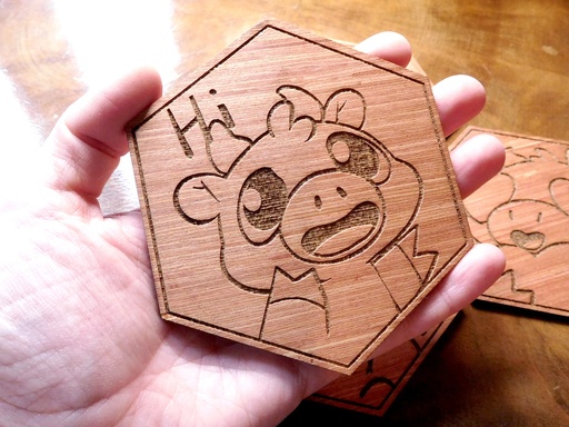Wooden Coaster - Cow Greetings