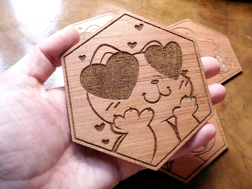 Wooden Coaster - Kitty Love