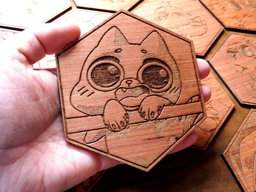 Wooden Coaster - Cute Kitty